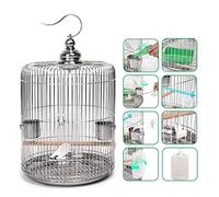 Cages à Oiseaux en Acier Inoxydable Massif, Petite Cage à Oiseaux de Voyage, Grandes Cages à Oiseaux Portables avec Support Roulant, Cage à Oiseaux créative pour l'intérieur (32)