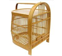 Cages à Oiseaux en Bois rétro Massif, Porte-Oiseaux Portable d'extérieur, Protection de l'environnement, Poulet, Lapin, Tortue, avec Couvercle de Cage, boîte à Nourriture (Couleur Bois)
