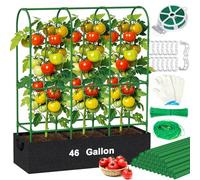 Cages à tomates de 1,5 m pour jardins avec sacs de culture de 148 litres, piquets de support réglables et treillis - Parterre de jardin surélevé, légumes, fruits, fleurs, fournitures de jardinage