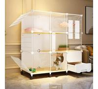Cages de Chat à l'intérieur Grand, Kennel de Chat Playpen pour Chats, Chiot playpen Bricolage kpris de Fil de métal détachable en métal idéal pour 1-2 Chats, Blanc （Accessoires Non Inclus）