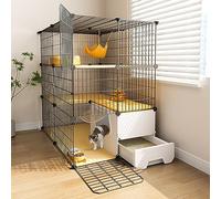 Cages de Chat à l'intérieur Grande avec bac à litière, Cage à Animaux de Compagnie, Cage Petits Animaux Transparent et Facile à Observer la Dynamique des Animaux de Compagnie pour Les Chiots, Les
