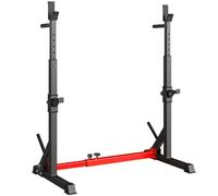 Cages de Squat, Supports Réglable de Rack Squat Multifonction Barbell, Repose haltères, Chandelles Musculation pour Maison, la Salle de Sport, Max. 250KG (Rouge)