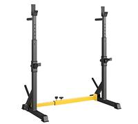 Cages de Squat, Supports Réglable de Rack Squat Multifonction Barbell, Repose haltères, Chandelles Musculation pour Maison, la Salle de Sport, Max. 250KG (Jaune)