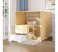 Cages D'intérieur For Chats For Petits Animaux, | Enclos amovible en métal for chats Avec bac à litière, échelle, échelle, hamac, bol(Grey,111x49x109cm)