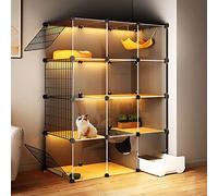 Cages d'intérieur pour chat - Grand parc pour chat à faire soi-même avec bac à litière, espace d'exercice spacieux pour chats