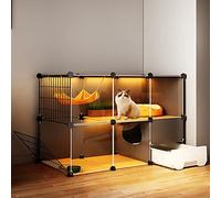 Cages d'intérieur pour chat - Grand parc pour chat à faire soi-même avec bac à litière, espace d'exercice spacieux pour chats