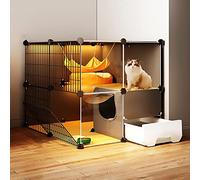 Cages d'intérieur pour chat - Grand parc pour chat à faire soi-même avec bac à litière, espace d'exercice spacieux pour chats