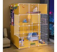 Cages d'intérieur pour chat - Grande cage pour chat - Enclos pour chat - Enclos pour chat - Enclos pour chat - Fil métallique amovible - Niche d'intérieur avec bac à litière - Grand espace d'exercice