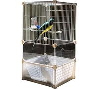 Cages d'oiseaux décoratifs Blancs massifs Cage de Perroquet en Fer avec Une mangeoire de Base de Support de Base Transparente (Blanc 75 cm)