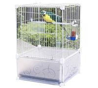 Cages d'oiseaux décoratifs Blancs massifs Cage de perroquette en Fer avec Une mangeoire de Base de Support de Base Transparente (Blanc 55 cm)