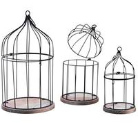 Cages en métal laqué et bois (Lot de 3)