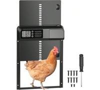 Cages et accessoires pour volailles et bétail [Temporisation et manuel] : La porte en aluminium est dotée d'un affichage LED et d'une minuterie 24 heures, réglable à la minute près. Elle s'ouvre autom