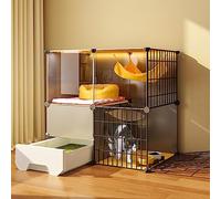 Cages for Chats d'intérieur avec bac à litière, Grands enclos for Chats, Cage métallique à Monter soi-même avec hamac for Maison, chenil, condo, Villa(75 * 49 * 73cm)