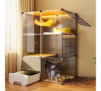 Cages for Chats d'intérieur avec bac à litière, Grands enclos for Chats, Cage métallique à Monter soi-même avec hamac for Maison, chenil, condo, Villa(75 * 49 * 107cm)