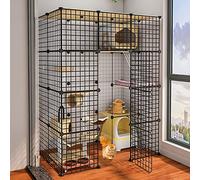 Cages for Chats d'intérieur Grandes, Cage for Chat, Parc for Animaux de Compagnie, for Chien, for, Enclos en métal, Filet d'exercice, clôture, Petite avec Porte(111 * 75 * 145CM)