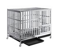 Cages for Grands Chiens avec Roues pivotantes et Plateau, fabriquées en Tubes d'acier Inoxydable, 3 modèles de Portes(125 cm L x 79 cm W x 110 cm H)