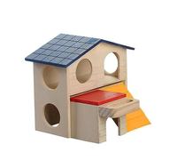 Cages pour Animaux de Compagnie Hamster Dormant Meulant Maison for Animaux De Compagnie avec Mangeoire Petite Villa À Deux Étages Escaliers
