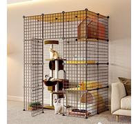 Cages pour Animaux De Compagnie pour Chats, Grande Cage D'Intérieur pour Chat, Cage pour Chat en Fil Métallique, Cage Portable pour Cochon d'Inde, Lieu d'exercice Idéal pour 1 À 3 Chats (111 X 75 X