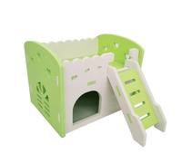 Cages pour Animaux Hamster Hideout House Double Couches Ventilé Conception Cage Accessoires Golden Bear Villa Balcon Pet Supplies(Green)