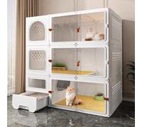 Cages pour chat d'intérieur avec litière pour petit espace avec charge forte, grandes cages pour chat d'intérieur avec porte coulissante pour lapin, furet et petits animaux