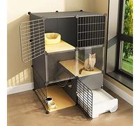 Cages pour Chat D'Intérieur, Cage pour Chat avec Bac À Litière pour Chat, Cage pour Chat À 2/3 Niveaux, Parc pour Petit Animal, Cage pour Chien Facile À Nettoyer, Lieu d'exercice Idéal pour 1 À 3 Ch