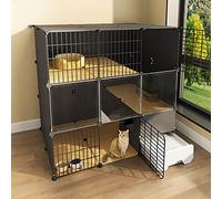 Cages pour Chat D'Intérieur, Cage pour Chat avec Bac À Litière pour Chat, Cage pour Chat À 2/3 Niveaux, Parc pour Petit Animal, Cage pour Chien Facile À Nettoyer, Lieu d'exercice Idéal pour 1 À 3 Ch