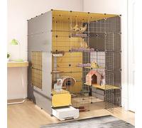 Cages pour Chat D'Intérieur, Grande Cage pour Chat avec Bac À Litière, Parc pour Chat À Faire Soi-Même, Enclos en Fil Métallique Amovible, Cage pour Petits Animaux, Grand Lieu d'exercice Idéal pour