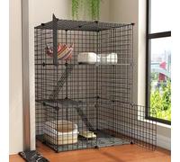 Cages pour Chat d'intérieur, Grandes Cages pour Chat à 3 Niveaux, Parc pour Chat à Monter soi-même, niches en Fil métallique Amovibles, Lieu d'exercice pour 1 à 2 Chats