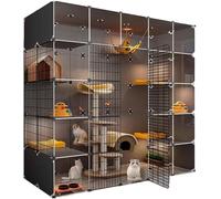 Cages pour chat d'intérieur XL, XXL, maison pour chat d'intérieur, grande maison, design transparent, plateforme lestée double couche, facile à assembler (taille : 177 x 72 x 177 cm, couleur : B)