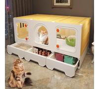 Cages pour chat, fond surélevé avec tiroir de rangement, cages pour chat d'intérieur avec bac à litière, peuvent être nettoyées avec de l'eau