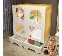 Cages pour chat, fond surélevé avec tiroir de rangement, cages pour chat d'intérieur avec bac à litière, peuvent être nettoyées avec de l'eau
