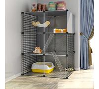 Cages pour chat - Parc pour chat à 3 niveaux - Cage d'intérieur pour chat - Cage pour chaton, furet - Cage portable pour petits animaux, chiots, chatons, lapins (72 x 47 x 107 cm
