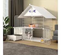 Cages pour Chats, Cages pour Chats D’intérieur Grandes avec Bac à Litière, Cage pour Chat en Fil Métallique, Cage pour Chat à 3 Niveaux Grande, Cage pour Chat Pliable, B, 111x49x109cm