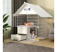 Cages pour Chats, Cages pour Chats D’intérieur Grandes avec Bac à Litière, Cage pour Chat en Fil Métallique, Cage pour Chat à 3 Niveaux Grande, Cage pour Chat Pliable, C, 75x49x109cm