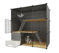 Cages pour Chats d'intérieur avec bac à litière pour 2 Chats, Cage d'intérieur et d'extérieur pour Chat, Maison, Balcon, Parc pour Chat, chenil, Grande Place d'exercice