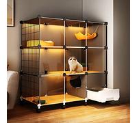 Cages pour Chats D'Intérieur, Cage pour Chat avec Bac À Litière, Parc pour Chat DIY, Grand Lieu d'exercice Idéal pour Chat (107X47X112Cm avec Roues)