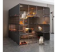 Cages pour Chats D'Intérieur Grande Cage Portable pour Chat, Cage pour Chat À 3 Niveaux, Cages pour Animaux De Compagnie pour Petits Animaux, pour 1 À 4 Chats, Chinchilla, Petits Animaux (142 X 142