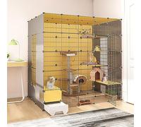 Cages pour Chats D'Intérieur, Grande Cage pour Chat avec Bac À Litière, Parc pour Chat À Faire Soi-Même, Enclos pour Chat, Niche en Fil Métallique Amovible, Cages pour Petits Animaux, Grand Lieu D'E