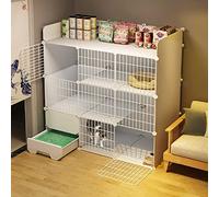 Cages pour Chats D'Intérieur, Parc pour Chat, Enclos pour Chat, Chenils en Métal Amovibles avec Litière Fermée, Caisses pour Petits Chiens - pour Petits Animaux, Chiots, Chatons, Lapins (111 X 49 X
