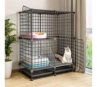 Cages pour chats, petits animaux, chatons, furets, enclos pour animaux de compagnie, pour lapins, chiots, lapins et chinchillas (75 cm (L) x 39 cm (l) x 84 cm (H)