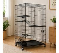 Cages pour chats, villas pour chats, grands espaces, maisons pour chats à double ou triple étage, cages pliables pour chats, abris pour chats Cage à trois niveaux pour rongeurs et cochons d'Inde, dime