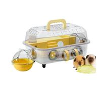 Cages pour Hamsters | Cage Transparente Amovible à 2 Niveaux - avec Tunnel et Roue silencieuse 37 x 25 x 22 cm Habitat pour Hamster - pour Exercice Litière Repos Cachette Sommeil Gerbille