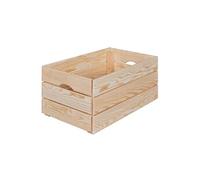 Inter Link, Caisse en bois, Caisse empilable en bois massif, Caisse de rangement, Pour fruits, légumes, vin, jardin, salle de bain, salle de jeux, Gain de place, pratique, 51 x 31