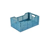 Homéa, Cagette Pliable Taille M 30X20Xh,11,5 cm Empilable Bleu Mineral