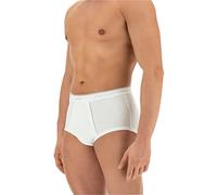 CAGI 3 Slip classique homme 1200 haut avec ouverture en pur coton à côtes, Blanc, S
