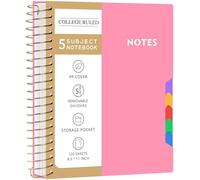 CAGIE Carnet de notes A4 avec intercalaires lignés à spirale, 240 pages (120 feuilles), petit bloc-notes à spirale, avec onglets, pour travail, bureau, école, collège, essentiels - Rose - 24,5 x 28,5