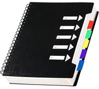CAGIE Carnet de notes A4 avec registre, reliure spirale, 240 pages (120 feuilles), petit format spirale, bloc-notes ligné avec registre pour le travail, bureau, école, université, essentiels, noir, 24