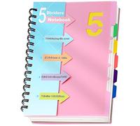 CAGIE Carnet de notes A5 avec intercalaires lignés à spirale, 220 pages (110 feuilles), petit bloc-notes à spirale, avec répertoire pour le travail, le bureau, l'école, le collège, essentiels - Rose