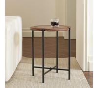 Cagnolier Table basse ronde, table de salon en verre trempé avec design trèfle, table d'appoint avec pieds métalliques réglables en hauteur, table de canapé pour le salon, ø45x55cm