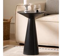 Cagnolier Table d’appoint Ronde en Bois, Petite Table Basse Ronde pour Salon, Table Balcon Couleur Noir, Bout de canapé étroit ou Table de Chevet, guéridon Moderne Style Farmhouse, Ø34×50cm